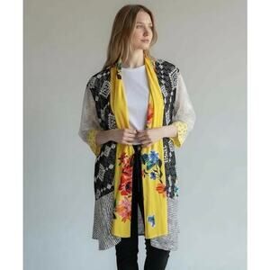 NWT John Mark Patchwork Tie Front Lace Kimono Cardigan Women's Large Boho Floral